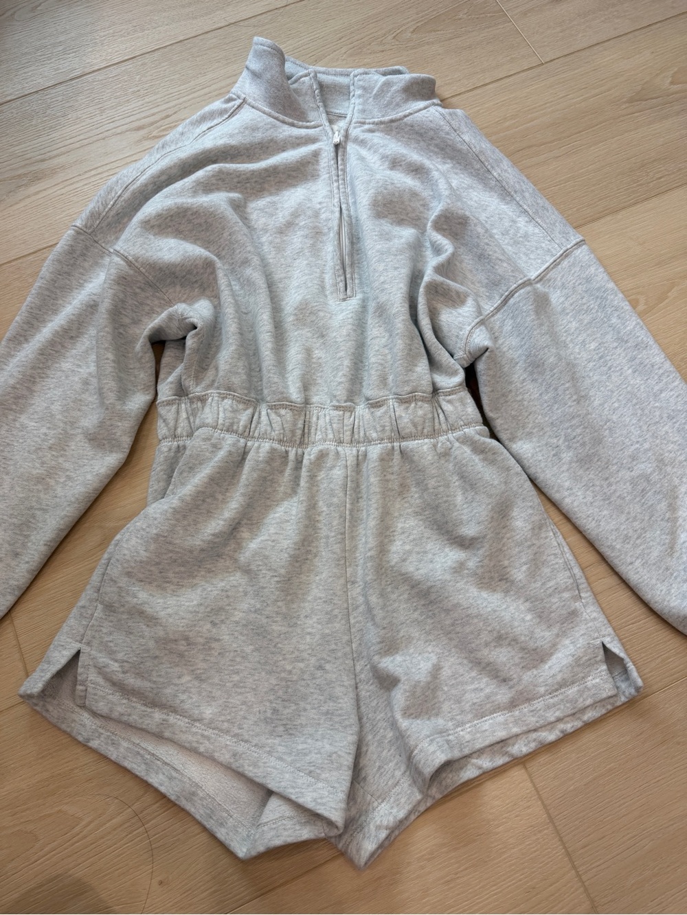 Abercrombie & Fitch Light Gray Half-Zip Sweater Romper Small Petite
